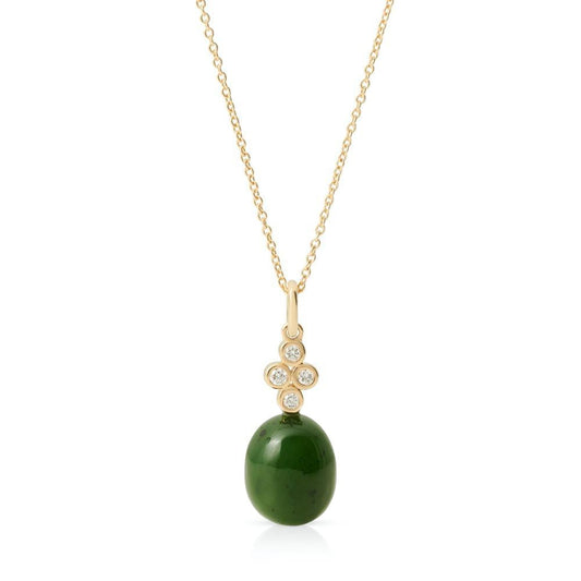 Gump's Signature Green Nephrite Jade & Diamond Pendant Necklace