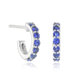 Gump's Signature White Gold Huggie Hoop Earrings in Sapphires