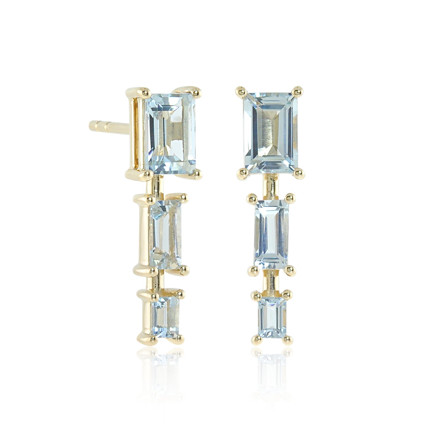 Aquamarine Baguette Drop Earrings