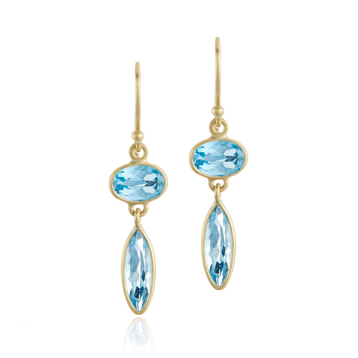 Kothari Blue Topaz Marquis Daisy Petal Earrings