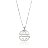 Silver Shou Pendant Necklace with Black Diamonds
