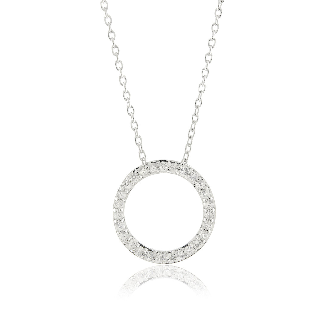 Gump's Signature White Sapphire Open Circle Pendant Necklace