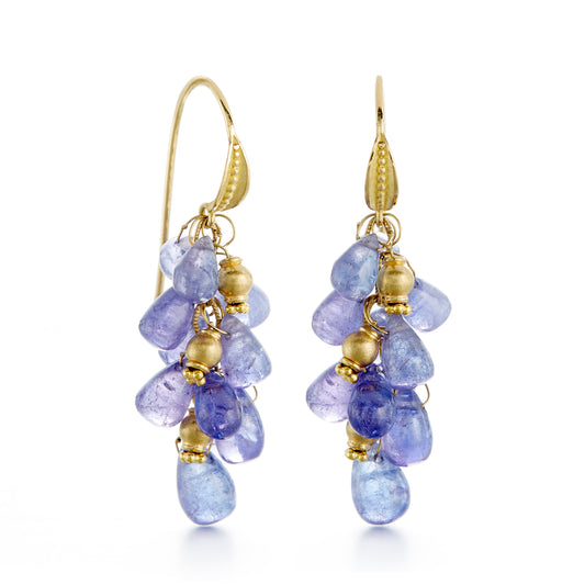 Tanzanite Briolette Cluster Earrings