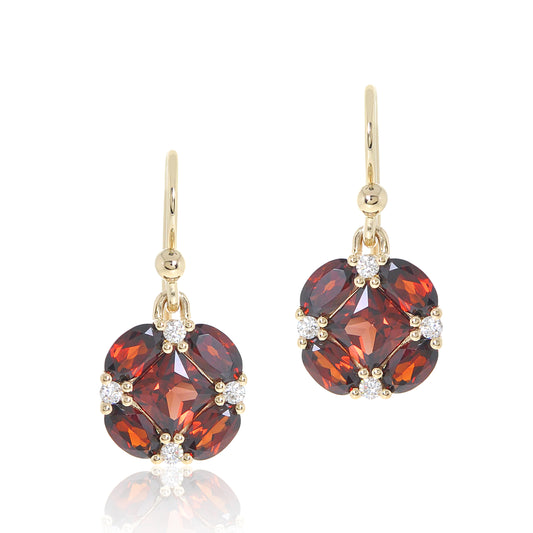 Gump's Signature Quadrille Earrings in Garnet & Diamonds