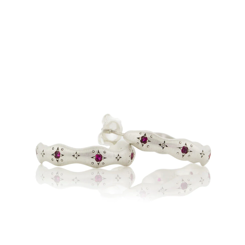 Adel Chefridi Ruby Wavy Hoop Earrings