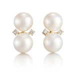 Gump's Signature Les Deux Earrings in Pearls & Diamonds