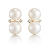 Gump's Signature Les Deux Earrings in Pearls & Diamonds