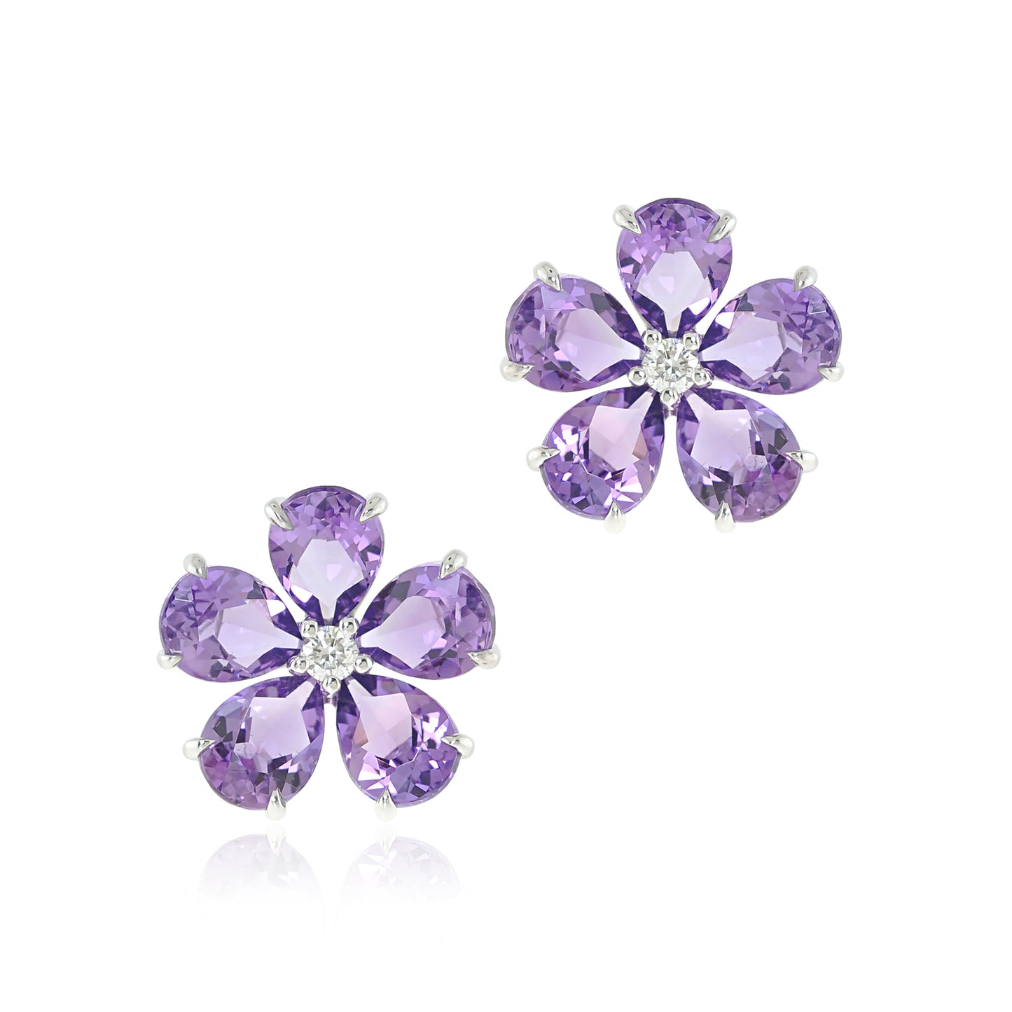 Forget-Me-Not Earrings in Amethyst & Diamonds