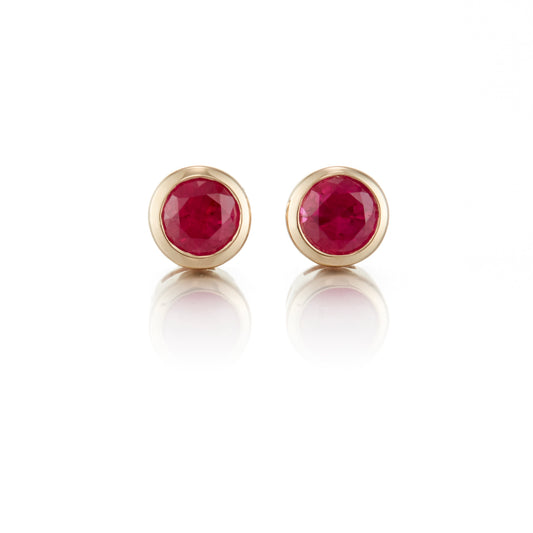 Mini Dot Earrings in Rubies