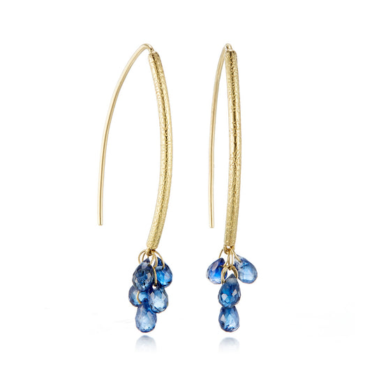 Blue Sapphire Navette Earrings