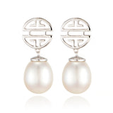 Gump's Signature Silver Shou & Pearl Drop Earrings