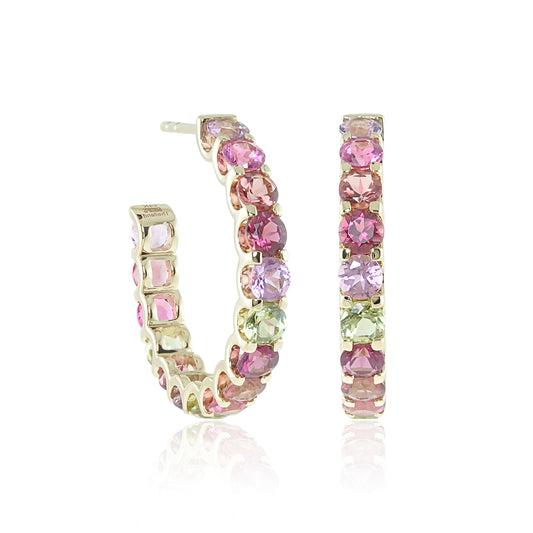 Gump's Signature Gemmy Hoop Earrings in Rainbow Tourmaline