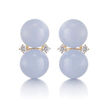 Gump's Signature Les Deux Earrings in Blue Lace Agate & Diamonds