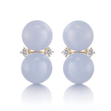 Gump's Signature Les Deux Earrings in Blue Lace Agate & Diamonds