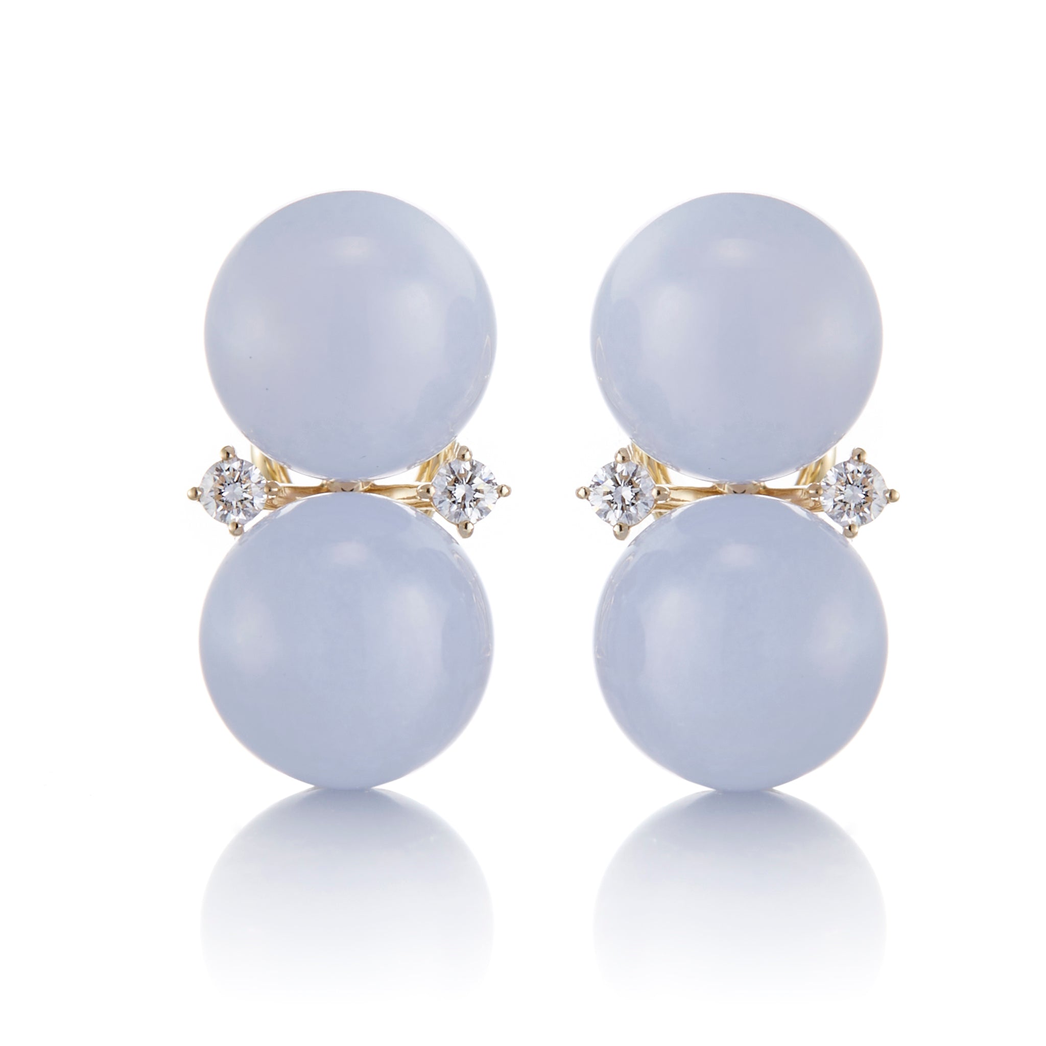 Gump's Signature Les Deux Earrings in Blue Lace Agate & Diamonds