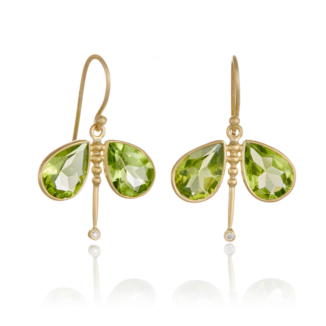 Peridot Dragonfly Drop Earrings