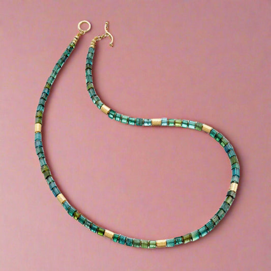 Indicolite Tourmaline Bead Necklace