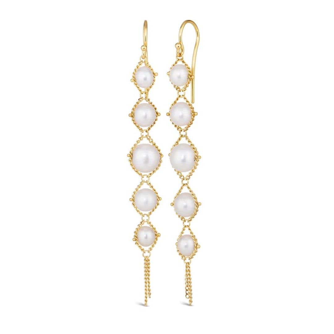 Amáli Long Textile Pearl Earring