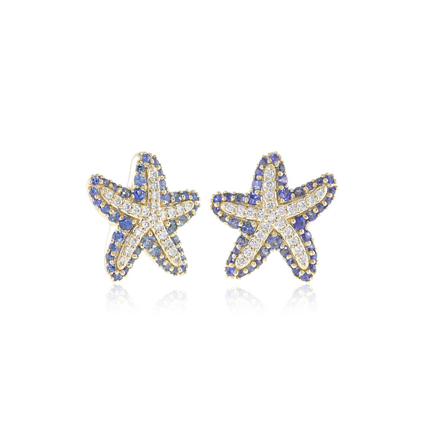 Sapphire & Diamond Starfish Earrings