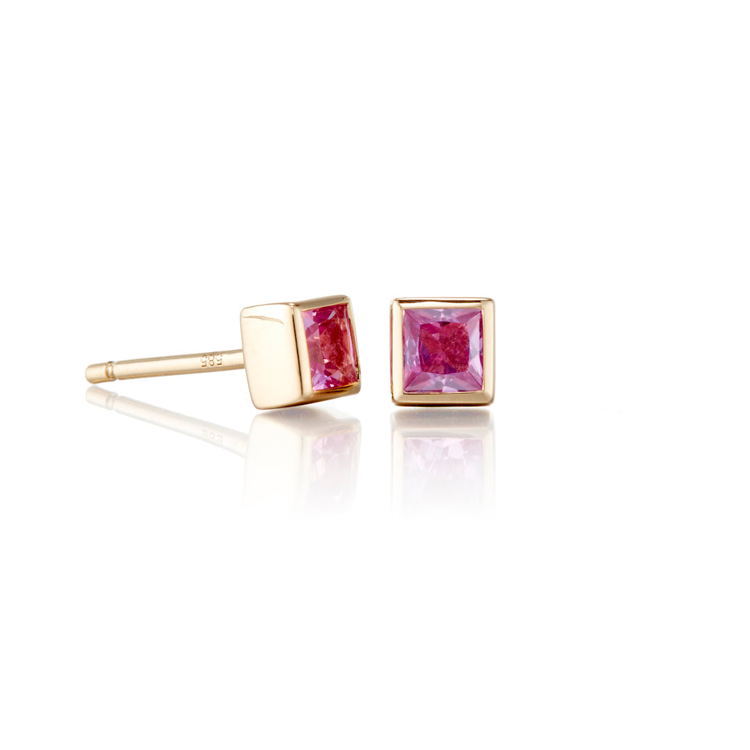 Mini Princess Earrings in Pink Sapphires