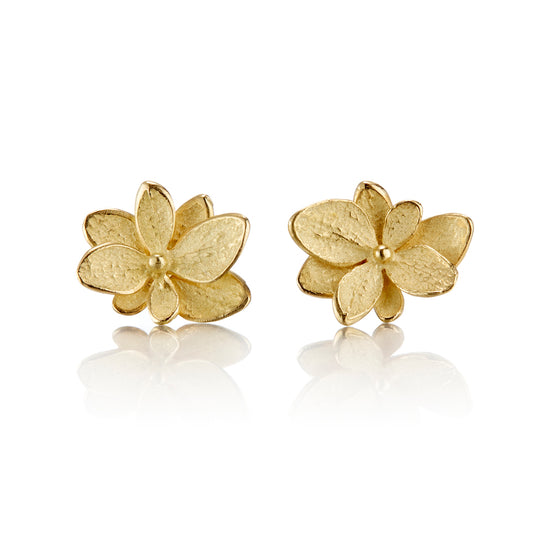 John Iversen Gold Twin Baby Hydrangea Stud Earrings