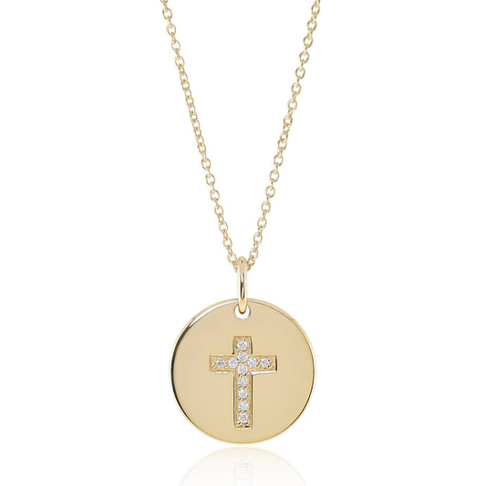 Gump's Signature Diamond Cross Round Pendant Necklace