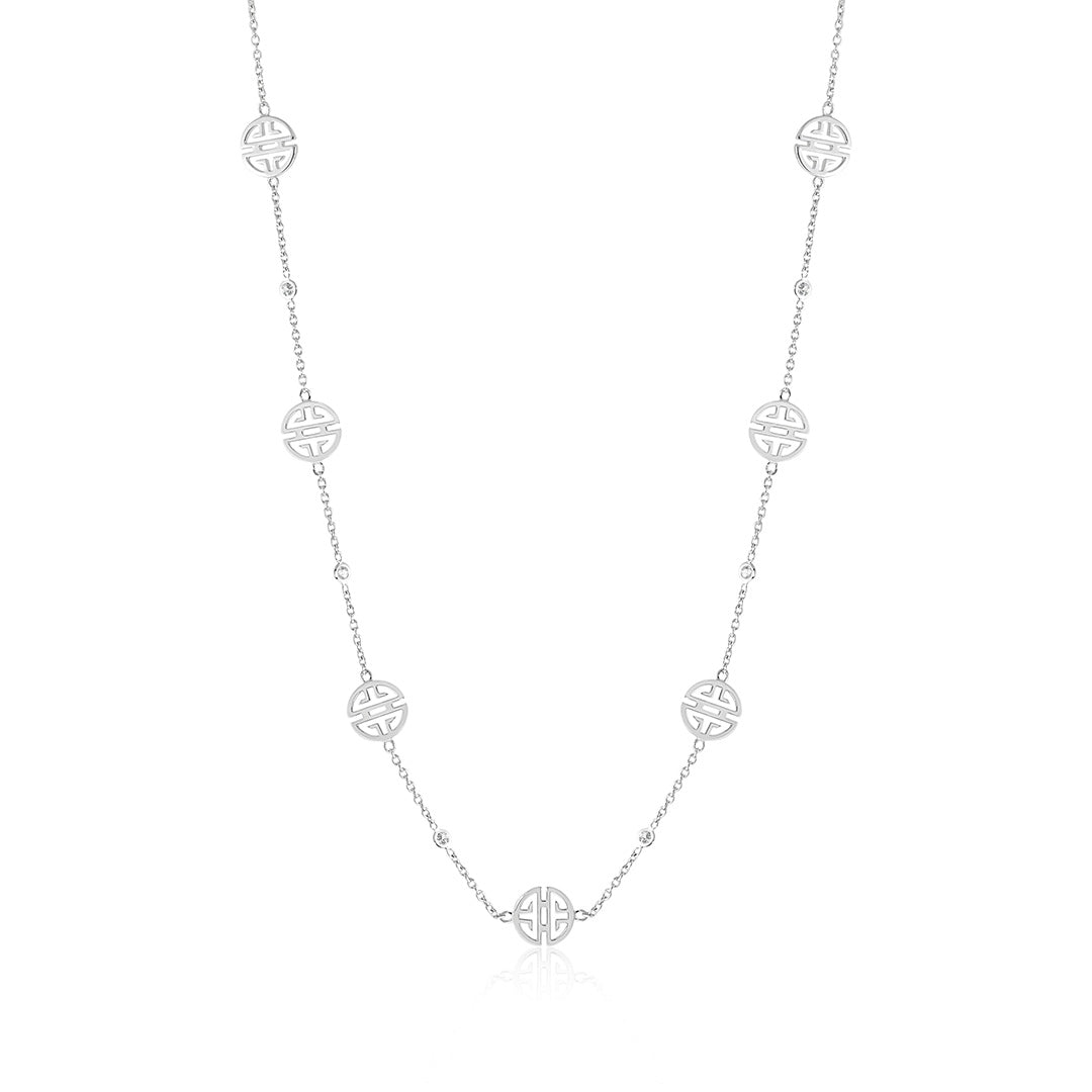 Gump's Signature Silver Shou & White Sapphire Station Necklace