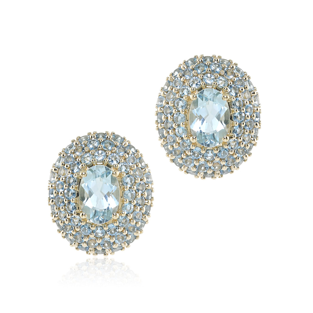 Gump's Signature Oval Pavé Aquamarine Earrings