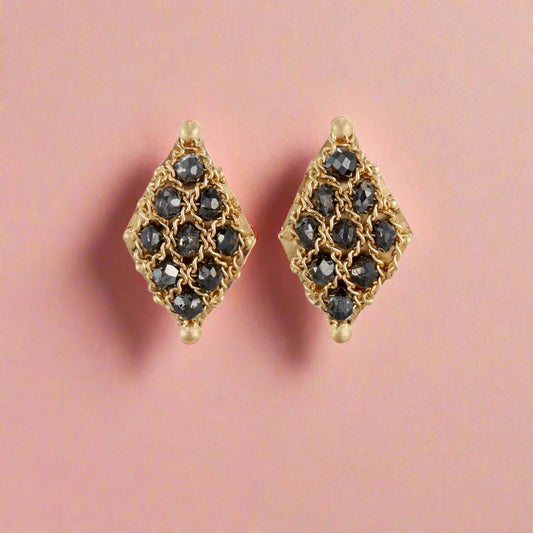 Petite Black Diamond Woven Lattice Earrings