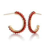 Faceted Garnet Hoop Earrings