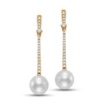 Diamond Stick & Pearl Earrings