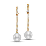 Diamond Stick & Pearl Earrings
