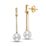 Diamond Stick & Pearl Earrings