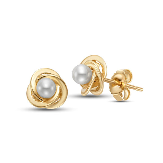 3mm Pearl Knot Earrings