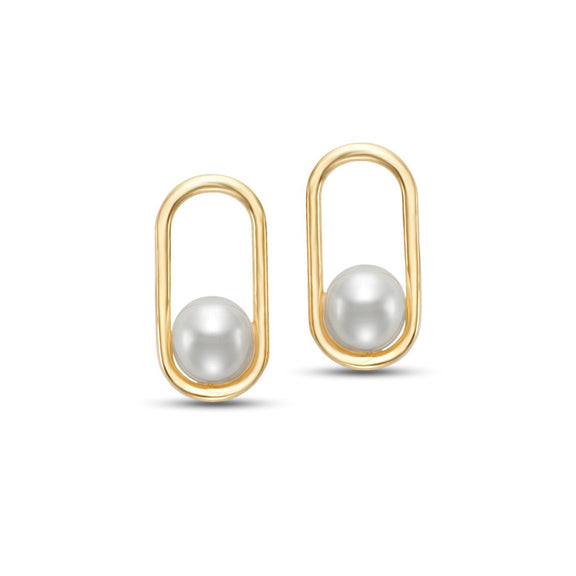 4mm Pearl Ellipse Drop Earrings