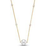 8.5mm Pearl & Diamond Station Necklace