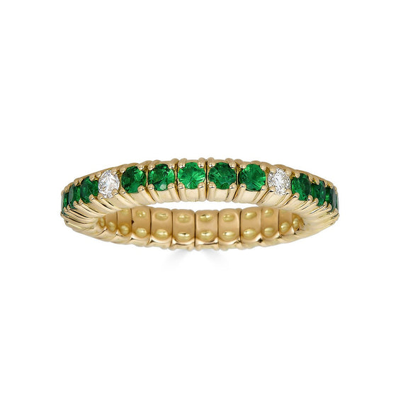 Zydo Yellow Gold Stretch Eternity Ring with Tsavorite Garnets