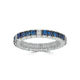White Gold Stretch Eternity Ring with Blue Sapphires