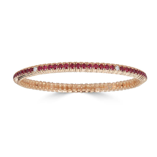 Zydo Yellow Gold Stretch Bracelet with Rubies