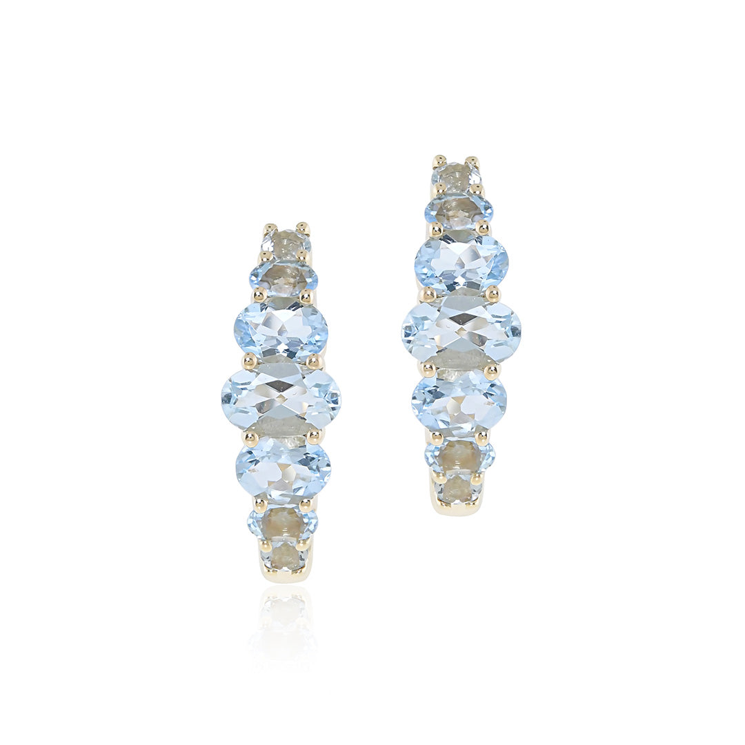 Aquamarine Graduated Hoop Earrings