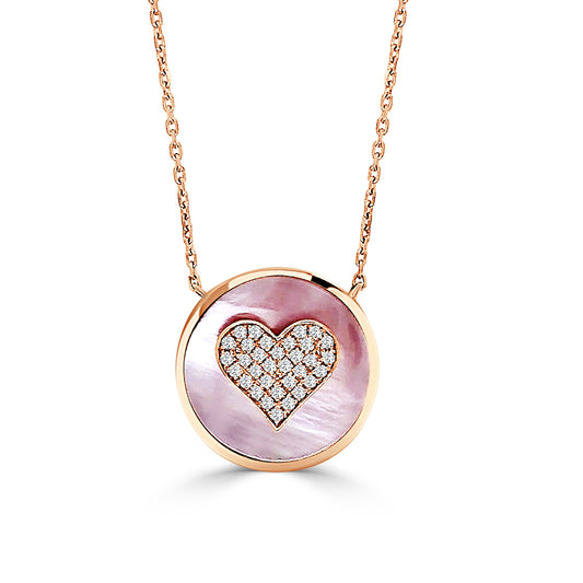 Frederic Sage Diamond & Rose Gold Happy Heart Pendant Necklace