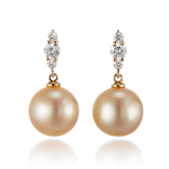 Gump's Signature Orion Earrings in Golden South Sea Pearls & Diamonds