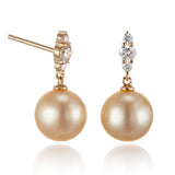 Orion Earrings in Golden South Sea Pearls & Diamonds