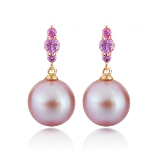 Gump's Signature Orion Earrings in Pink Pearls & Pink Sapphires