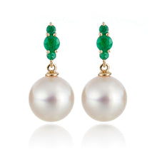 Gump's Signature Orion Earrings in White Akoya Pearls & Emeralds