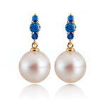 Gump's Signature Orion Earrings in White Akoya Pearls & Sapphires