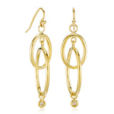 Double Hoop & Diamond Drop Earrings