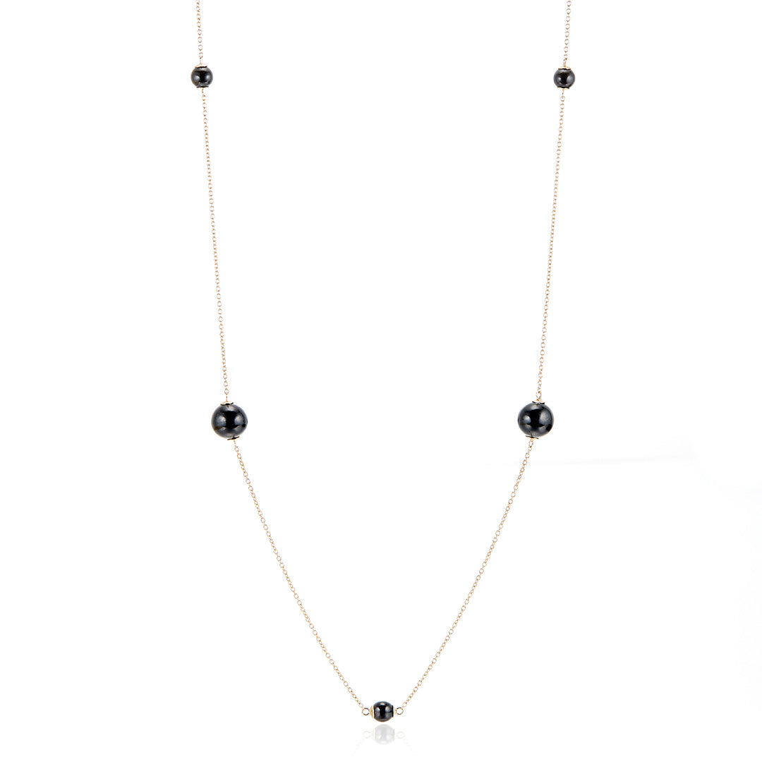 Station Necklace in Black Jadeite