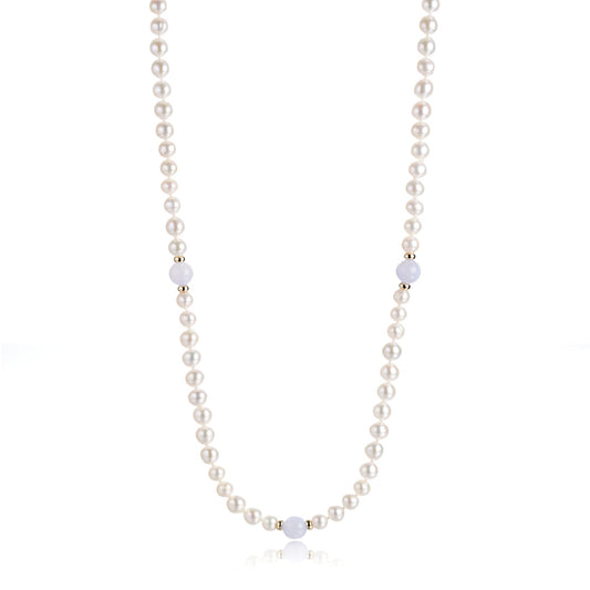 Gump's Signature Pearl & Blue Lace Agate Rope Necklace