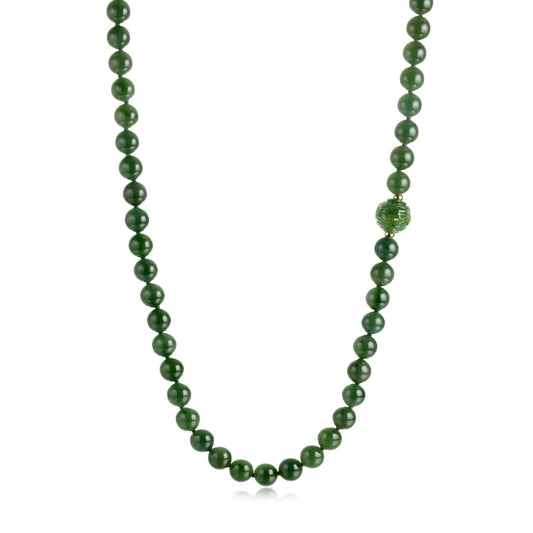 Gump's Signature Green Nephrite Jade Dragon Ball Rope Necklace